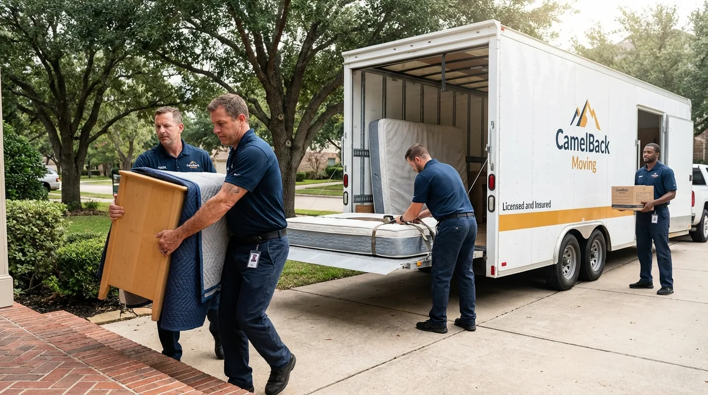 Crew loading residential truck for cross-state move from Purcellville, VA