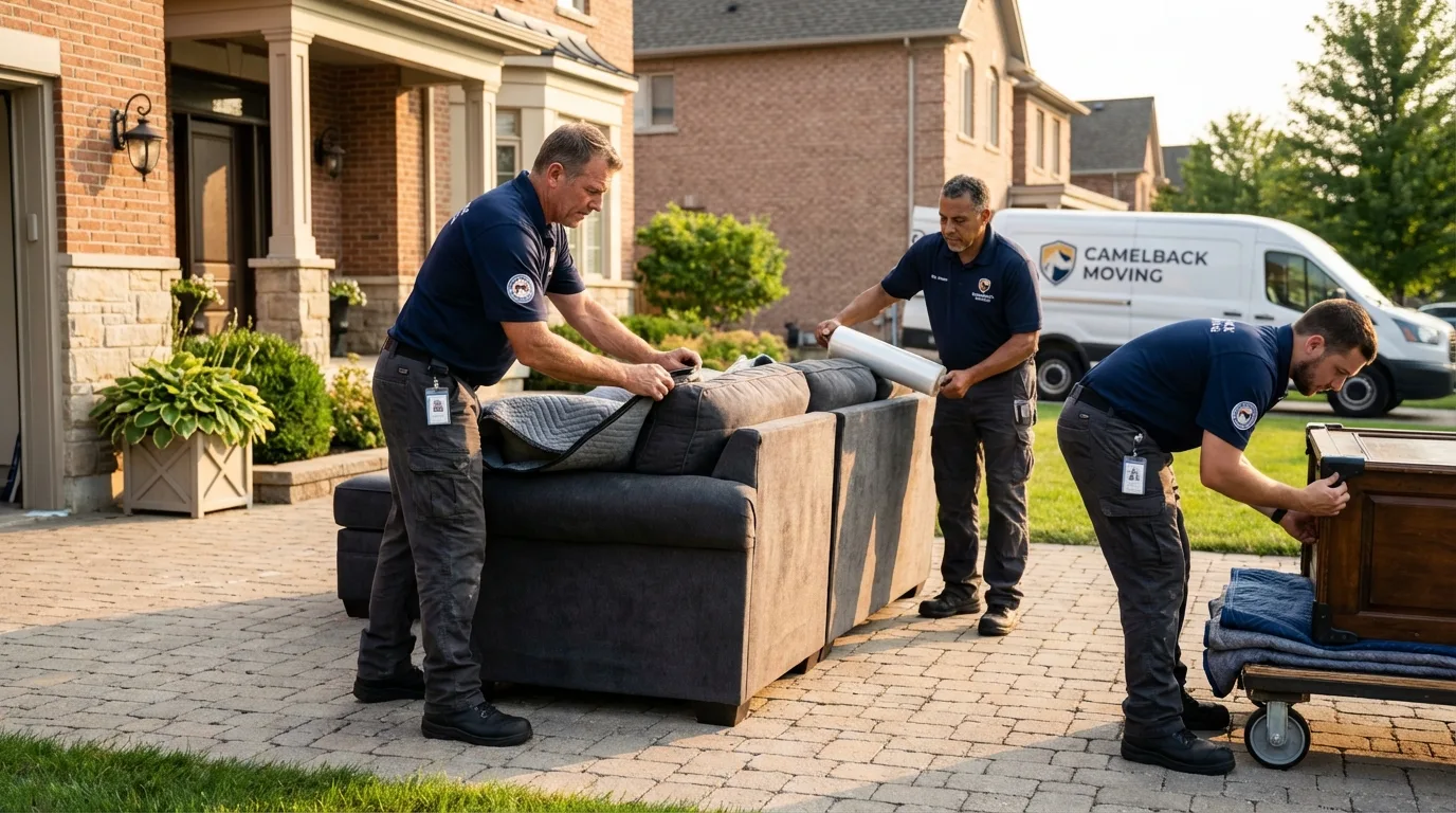 Large estate moving crew wrapping furniture in Purcellville, VA