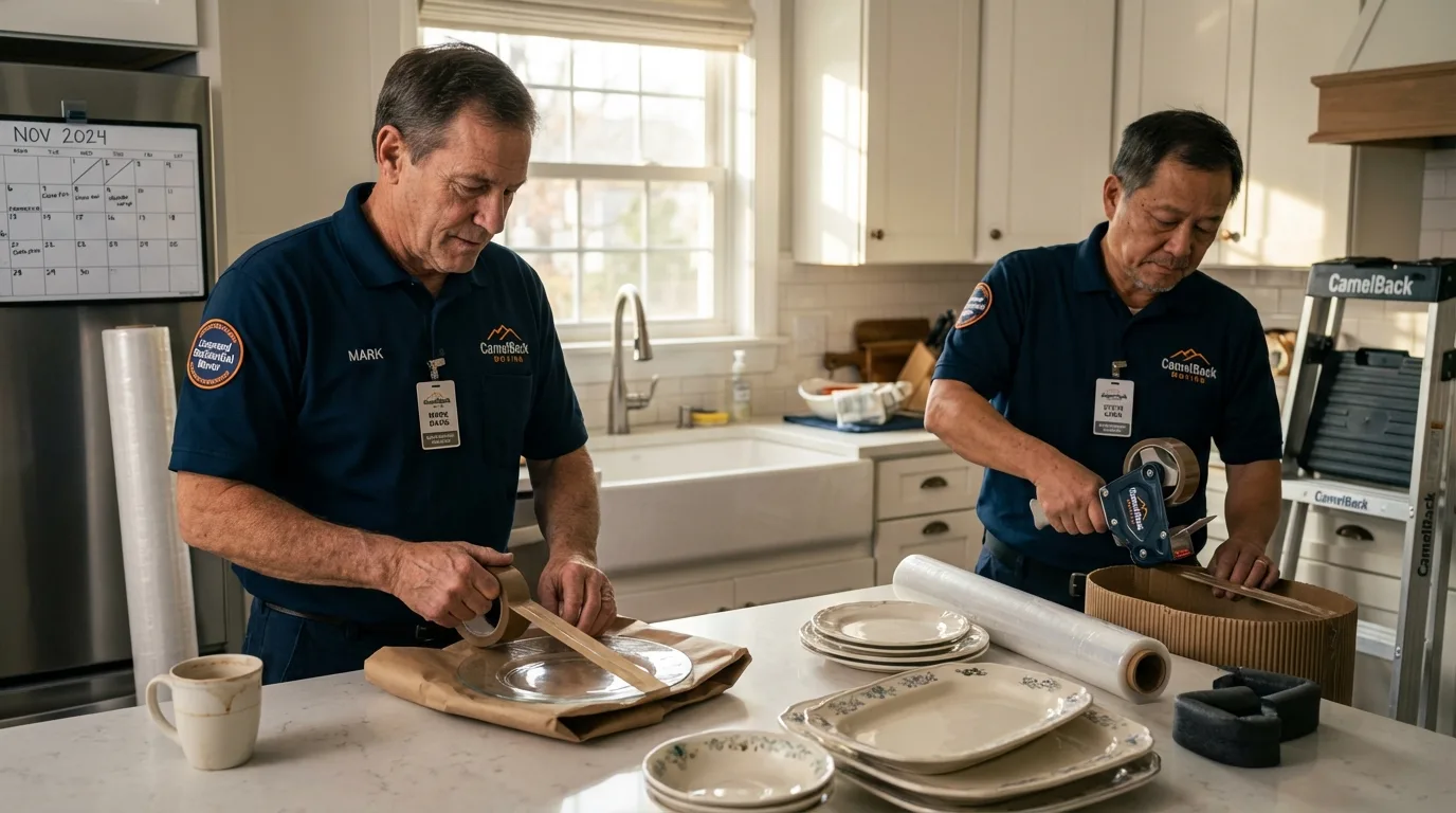 Professional crew packing kitchen dishware in Purcellville, VA